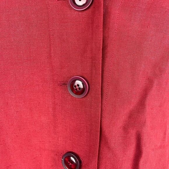 Pre-Owned Rena Rowan Womens Red Button Down Long Sleeve Silk Collard Jacket/Top - Picture 3 of 10